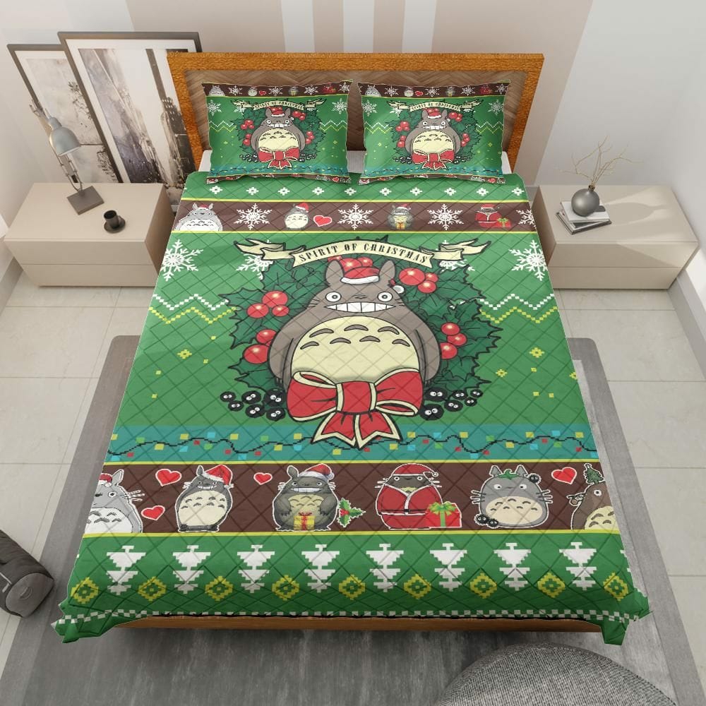 Bedding Set | My Neighbor Totoro Green Christmas Bedding Bedding Set Bedding Set