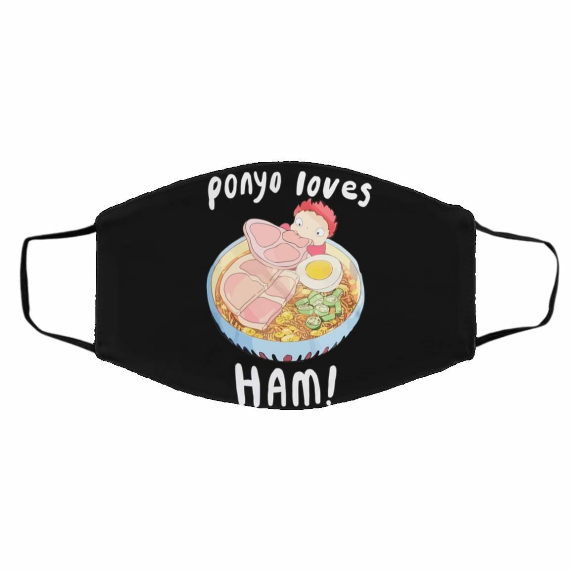 Face Covers | Ponyo Loves Ham Face Mask Accessories Black