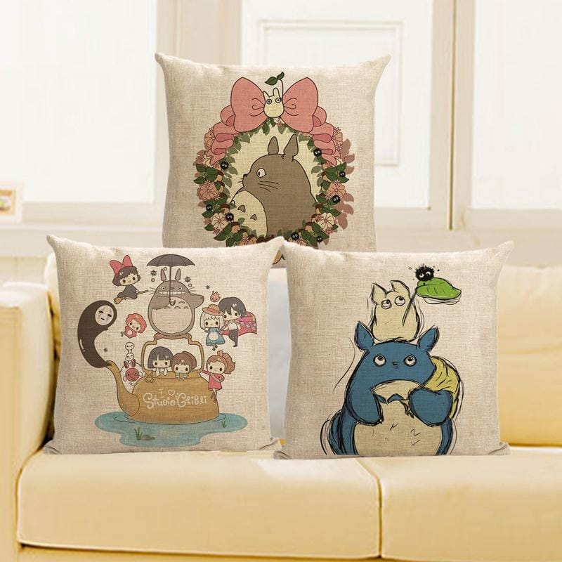 My Neighbor Totoro | My Neighbor Totoro Ghibli Characters Linen Throw Pillow Cover My Neighbor Totoro My Neighbor Totoro