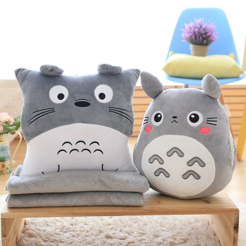 Pillows & Covers | My Neighbor Totoro Hand Warmer Plush Pillow With Grey Blanket Home Decor Pillows & Covers