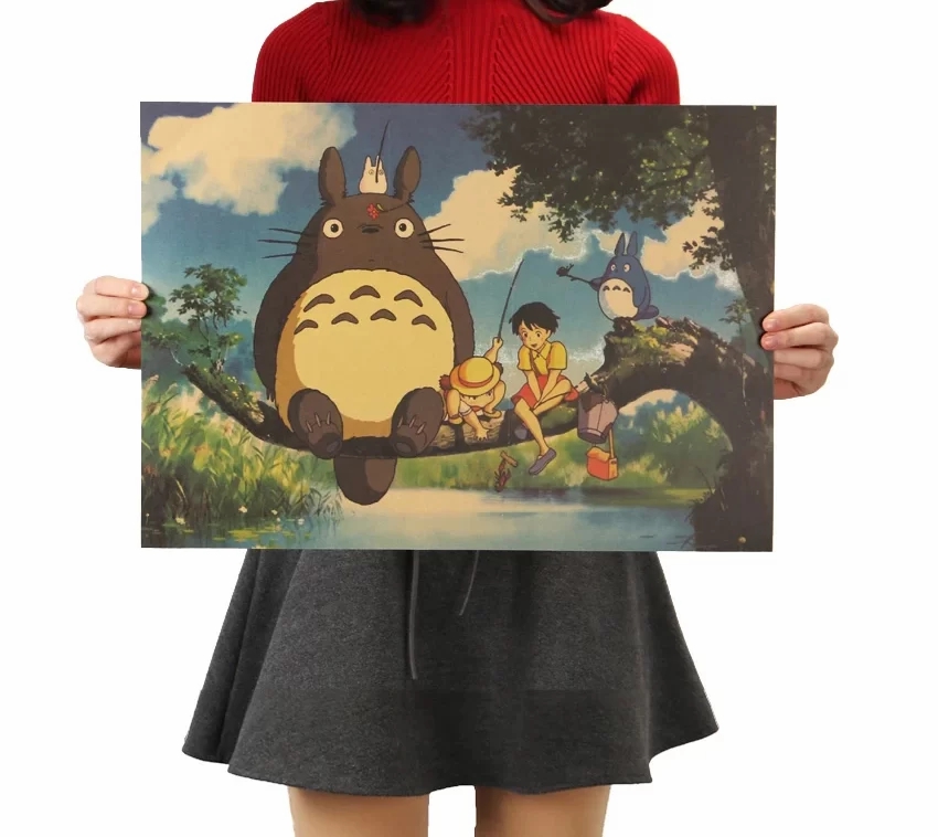 Wall Decor | My Neighbor Totoro – Totoro Family And The Girls Kraft Paper Poster Home Decor Wall Decor