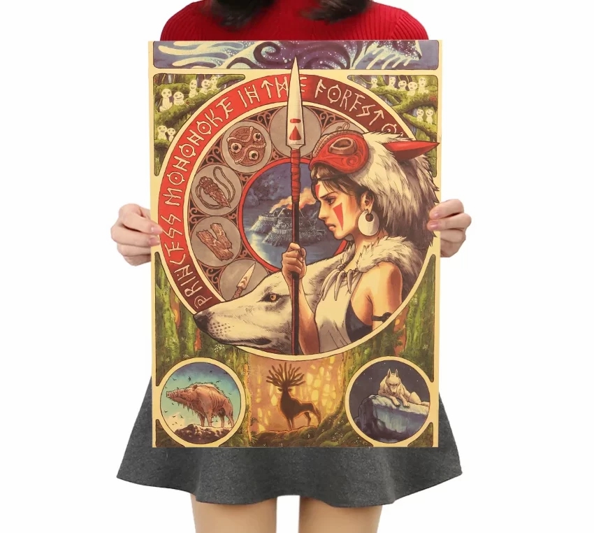 Wall Decor | Princess Mononoke Retro Kraft Paper Poster Home Decor Wall Decor