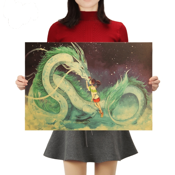 Wall Decor | Spirited Away Chihiro And Haku Kraft Paper Poster Home Decor Wall Decor