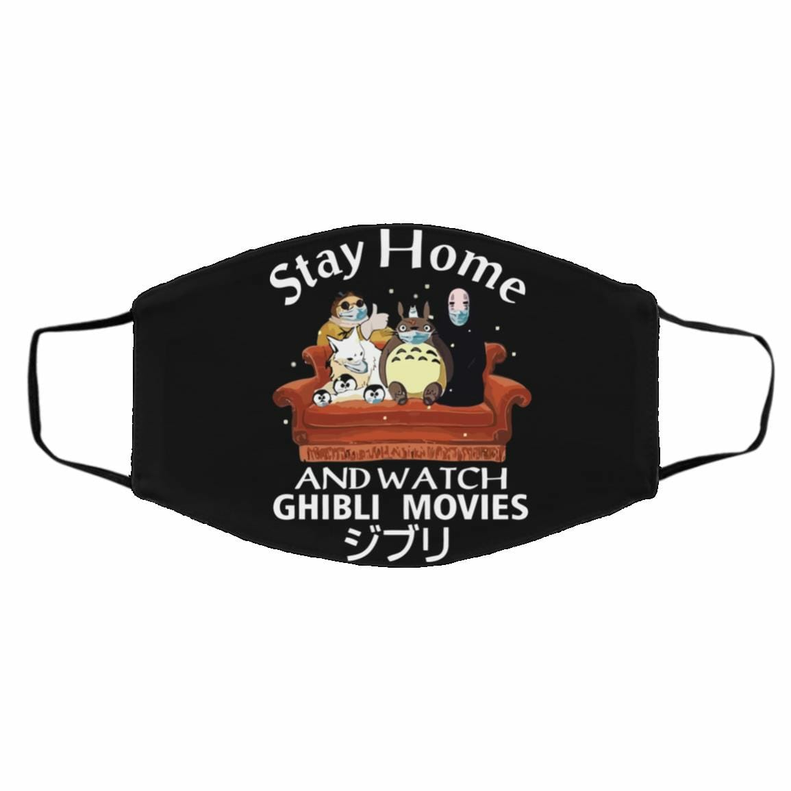 Face Covers | Stay Home And Watch Ghibli Movie Face Mask Accessories Black